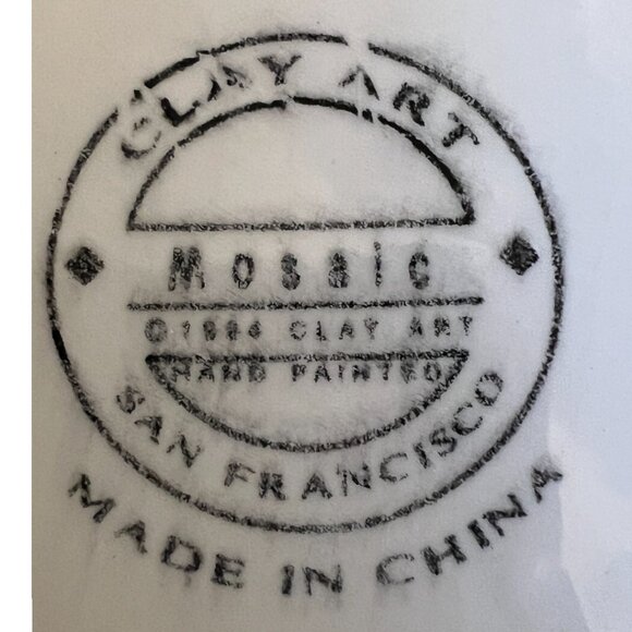 HTF Pair of Collectible Vtg 1994 CLAY ART Mosaic Fish Mugs Hand-Painted Ceramic - Picture 14 of 16